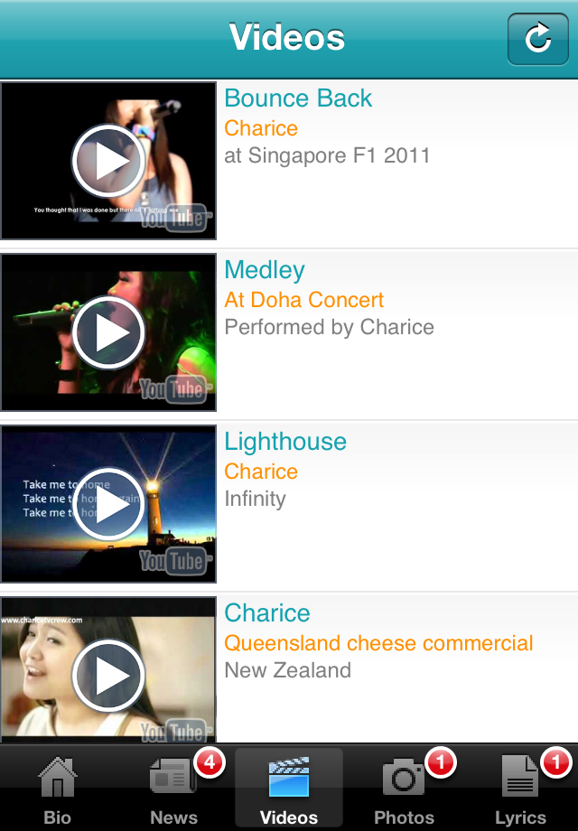 Charice iPhone App - Charice Pempengco - Chaster App