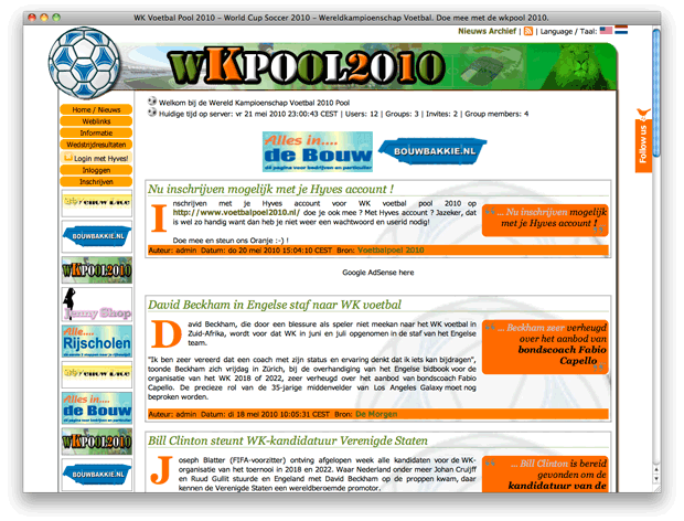 voetbalpoel2010.nl - De site voor uw wk voetbal poel. Nodig vrienden, familie en collega&acute;s uit en doe mee met de wk voetbal pool 2010.